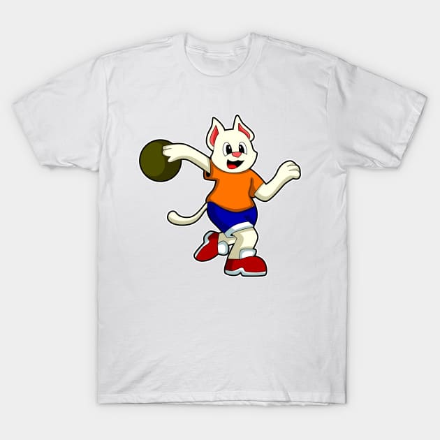 Cat at Bowling with Bowling ball T-Shirt by Markus Schnabel